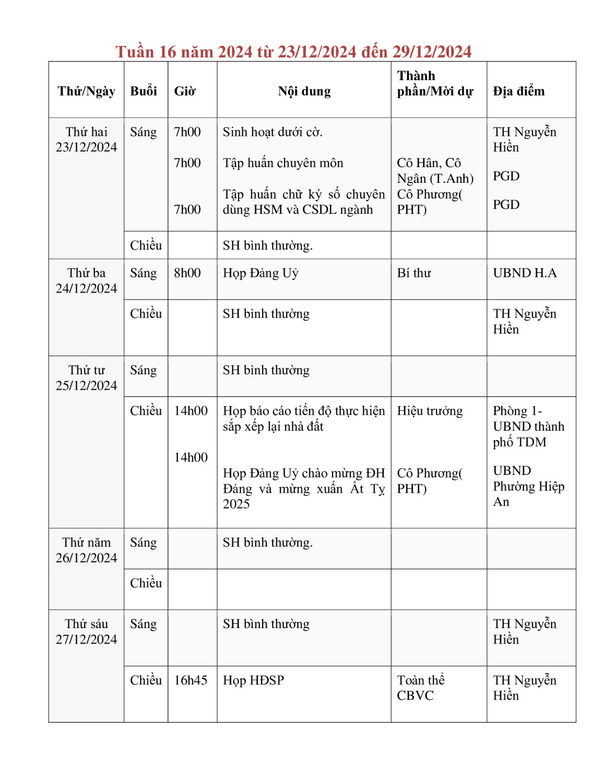 Năm học 2024 - 2025